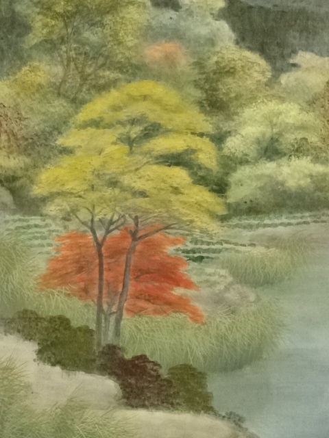 道具 ] - 道具 芝峰筆 湖畔の秋 肉筆紙本掛軸（共箱） | ネット